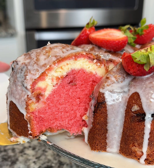 Cheesecake Stuffed Strawberry Cake